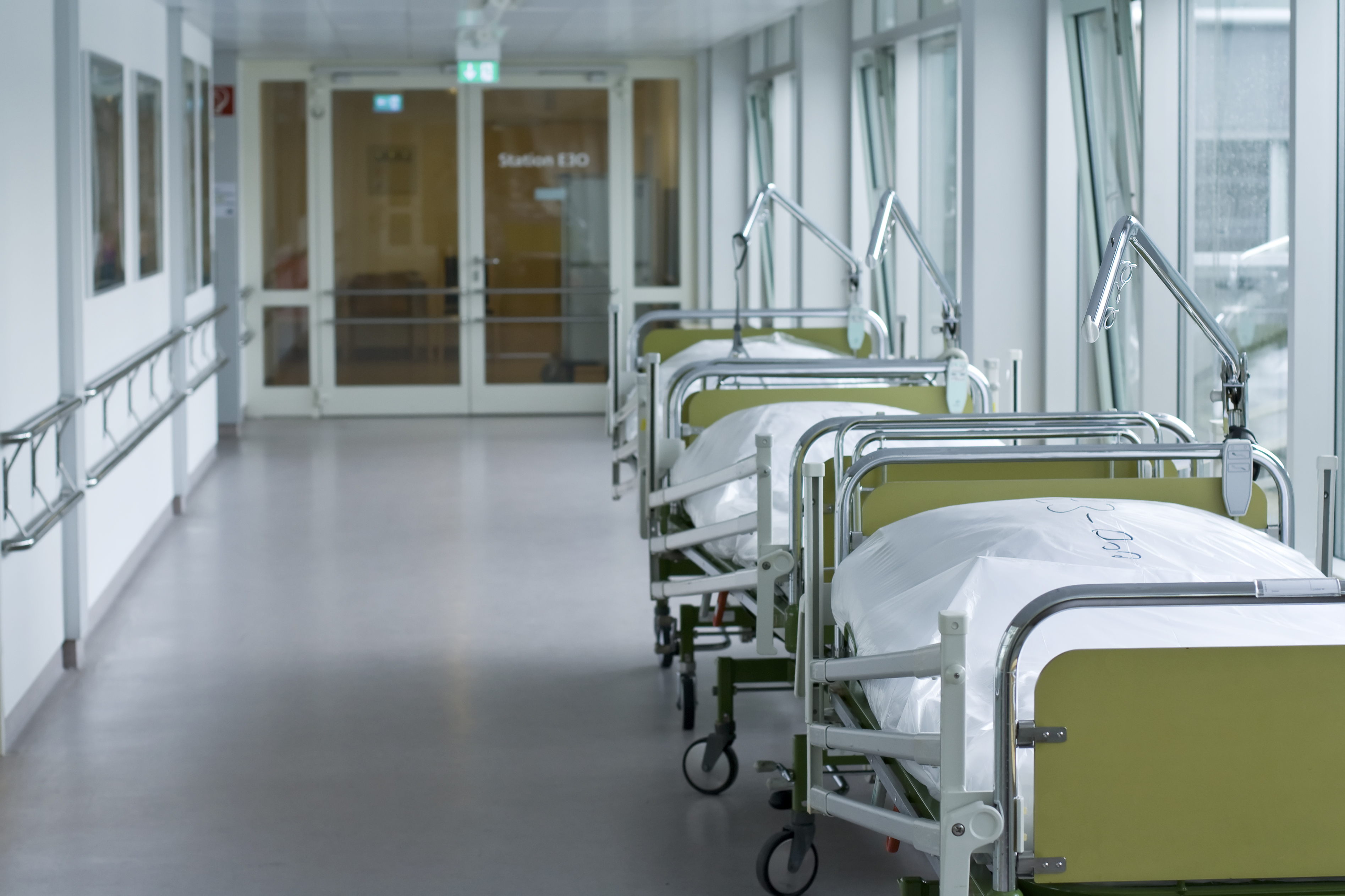 Corridor in hospital with beds
