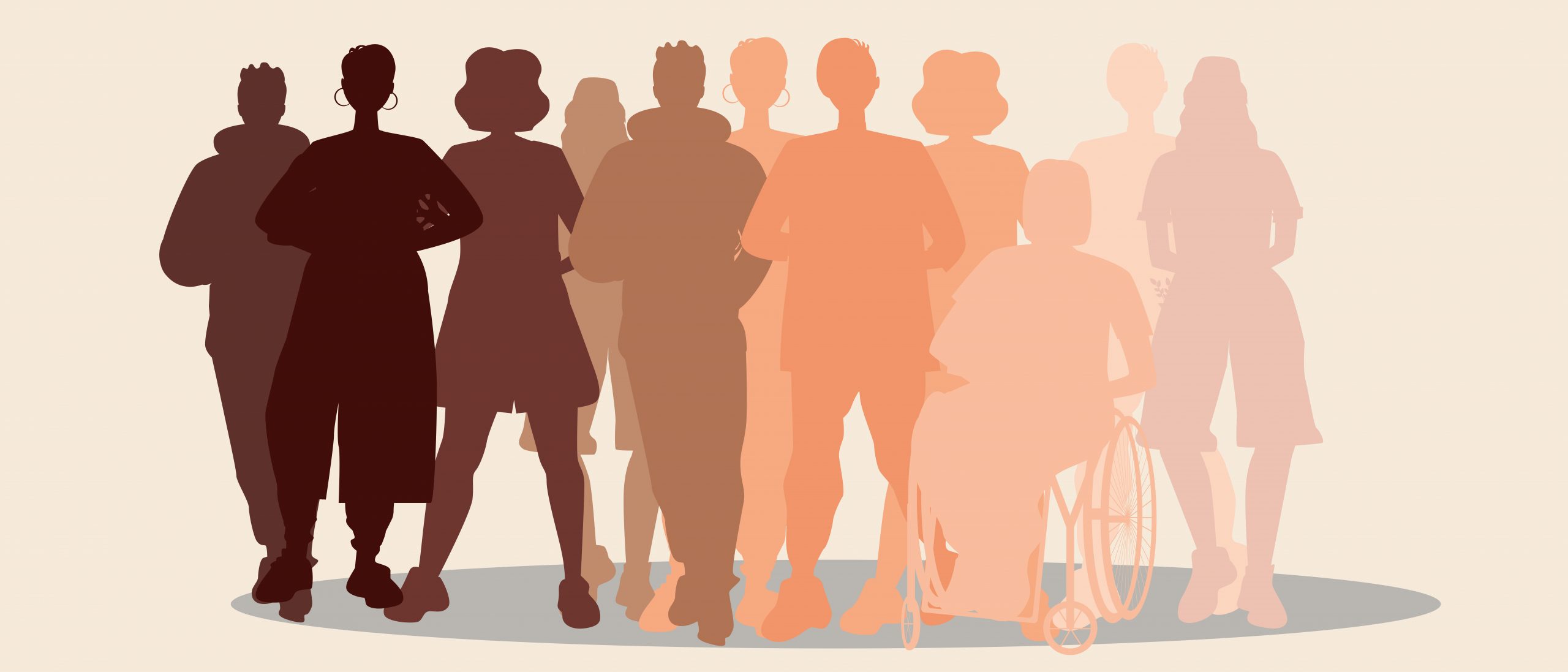 beige image with outlines of people in a wide array of skin tones